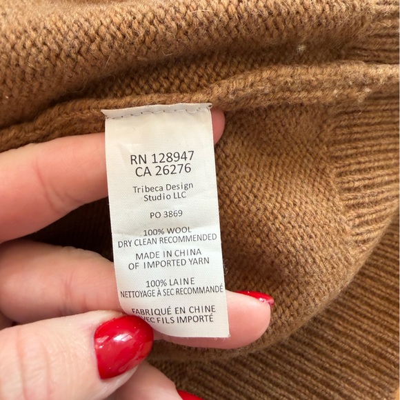 Nili Lotan Gloria Collared Lace Up Wool Sweater in Cognac Brown - Picture 4 of 4